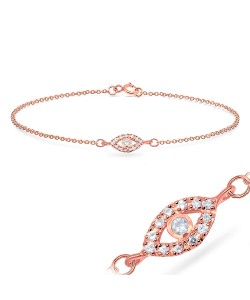 CZ Stones on Eye Silver Bracelet BRS-557-RO-GP